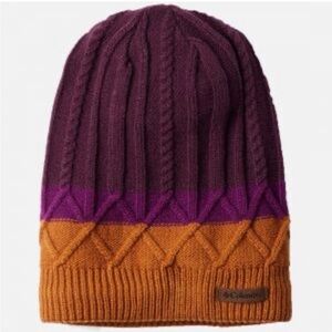 Columbia Carson Pass Beanie II Knit Fleece Lined Burgundy & Burnt Orange Unisex